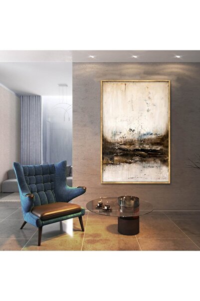 Genel Markalar Çerçeveli Soyut Yağlıboya Dokulu Tablo – Yd-2134