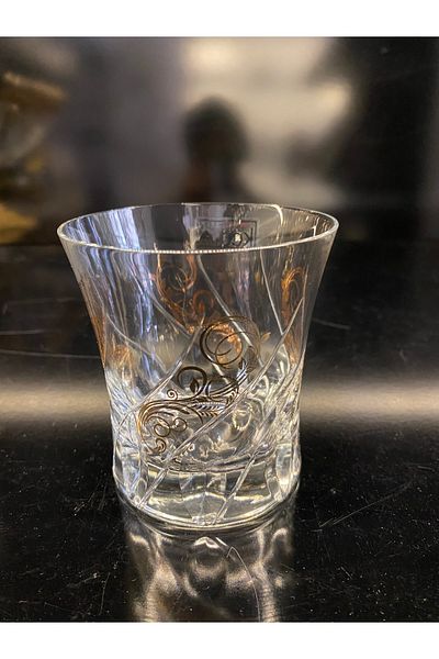 KCD Hand Decorated Cut 6 Pieces Whiskey/Soft Drink Glass Original Hand Made Gold