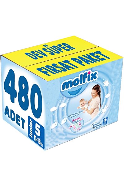 Molfix Bebek Bezi Beden:5 (11-18KG) Junior 480 Adet Dev Süper Fırsat Pk