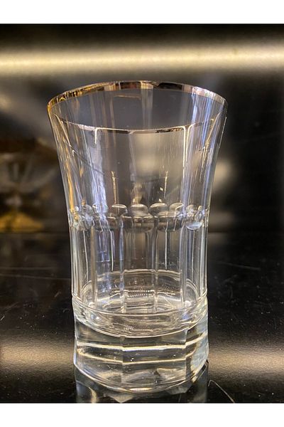 KCD Hand Decorated Cut 6 Pieces Water Soft Drink Glass Original Hand Made Platinum