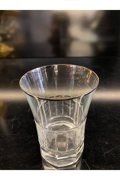 KCD Hand Decorated Cut 6 Pieces Water Soft Drink Glass Original Hand Made Platinum