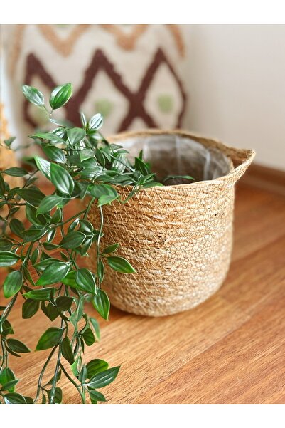 KaiHome Ψάθινο καλάθι μικρού μεγέθους με εσωτερική προστασία - Στιβαρή οργάνω...