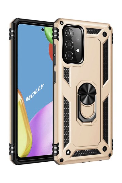 Molly Technology Galaxy A73 Compatible Gold Megatron Ring Double Layer Silico...