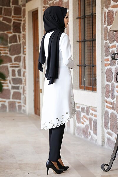 MimelisaGiyim Laser Detailed Double Hijab Tunic Set