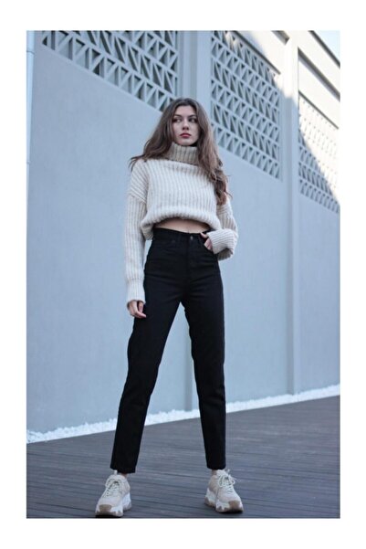 DRC trend Sofia Sa likrom Crne Mom farmerke pantalone otporne na izbleđivanje...