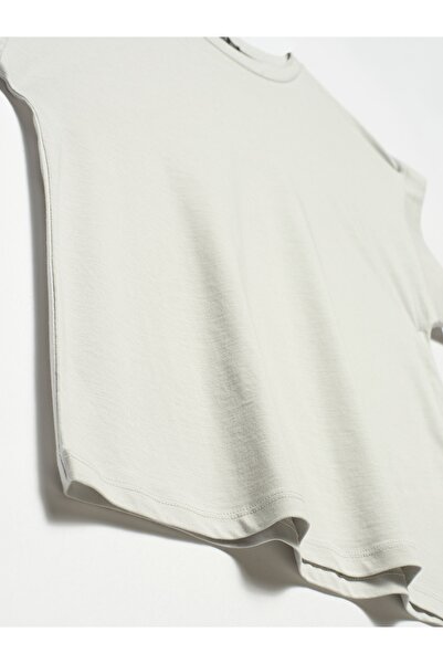 Dilvin 3504 Model - Crew Neck Gray Cotton T-Shirt