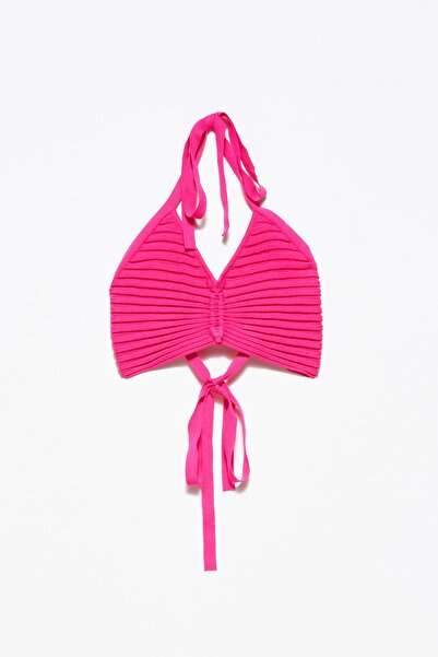 Dilvin T1011 Fuchsiafarbenes Schnür-Bustier