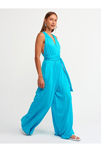 Dilvin 7956 Halterneck Jumpsuit Turquoise