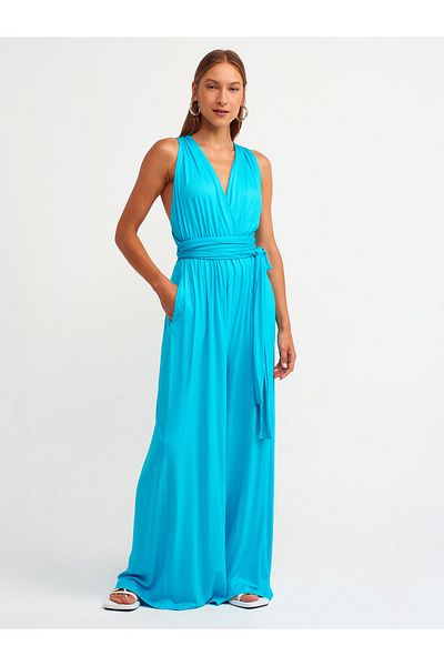 Dilvin 7956 Halterneck Jumpsuit Turquoise