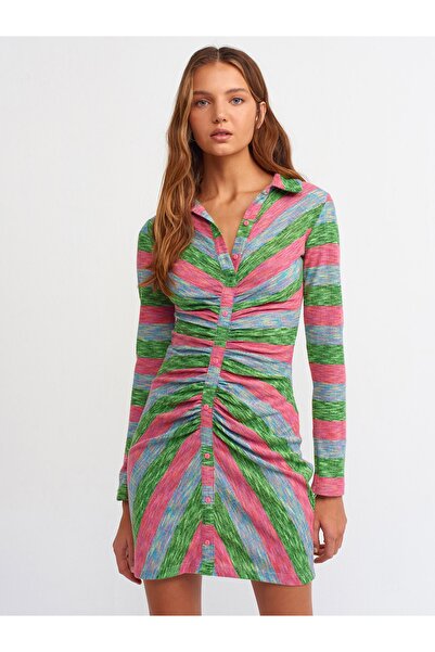 Dilvin 9155 Gemustertes Kleid-Multi