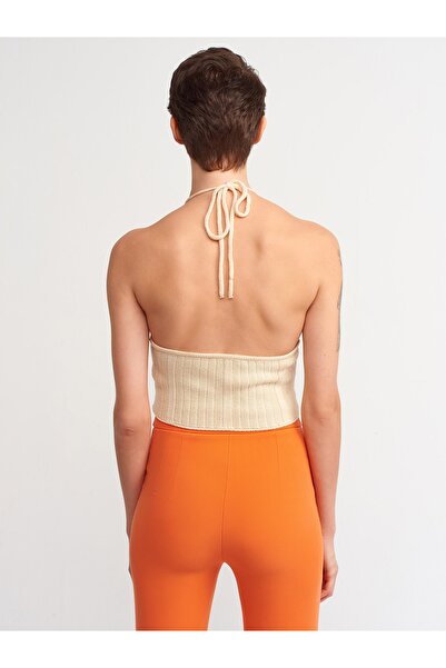 Dilvin 10142 Halter Neck Knitwear Athlete-natural