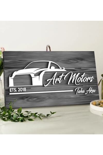 Bk Gift Gift Kişiye Özel Galeri Tasarımlı Gri Dekoratif Ahşap Tabela