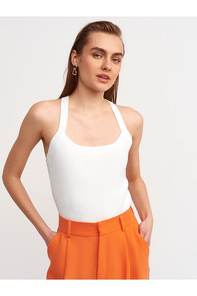 Dilvin 10196 تانك توب تريكو Strappy-ecru