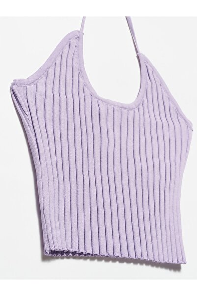 Dilvin 10204 Çapraz Bağcıklı Triko Atlet-lila