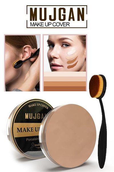MUJGAN غطاء مكياج بورسلين كونسيلر 10 فرشاة ملعقة كلاسيكية