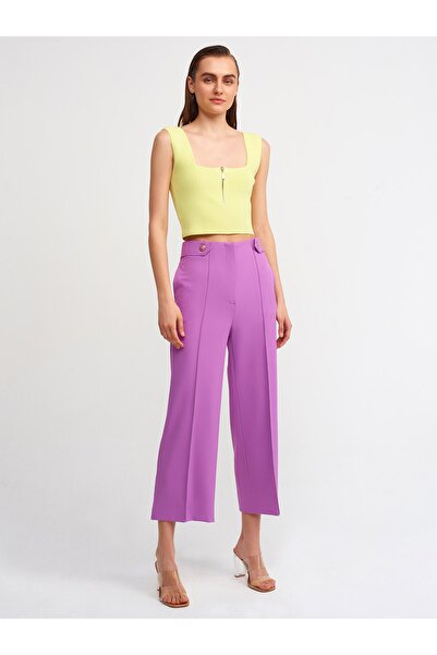 Dilvin 10197 Square Collar Zipper Knitwear Athlete-lime