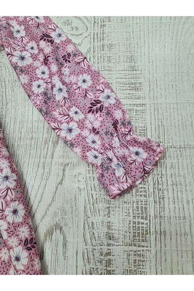 Esterella Rochie pentru fetiță cu mânecă lungă / Chenille Guipure Detaliu / Rochie subțire din velur