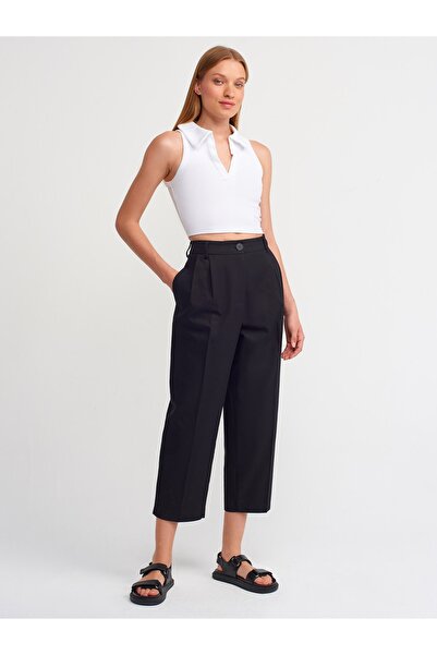 Dilvin 70346 Yüksek Bel Cepli Pantolon-siyah
