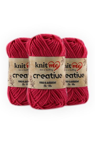 knitme Creatıve 25 Gr 3 πακέτο 100% βαμβάκι Amigurumi Punch Χειροποίητο Νήμα Taka Yarn (1020)