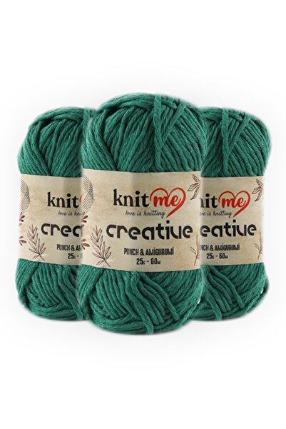 knitme Creative 25 Gr 3 Pack 100% قطن أميجورومي Punch غزل الحياكة اليدوية Tak...