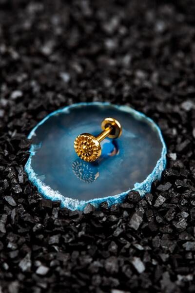 Valhalla Cerrahi Çelik Kıkırdak Tragus Etnik Piercing Gold