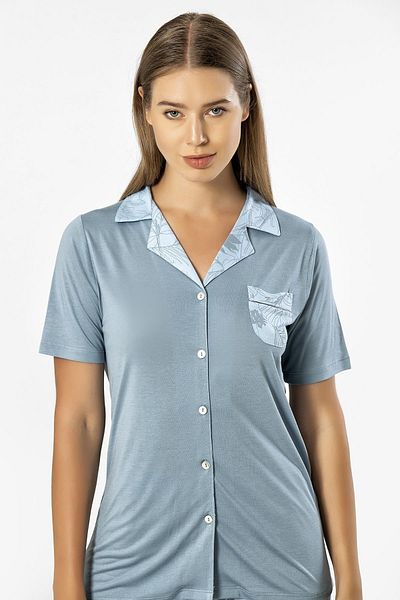 TÜREN Pijamale cu mânecă scurtă cu model de frunze