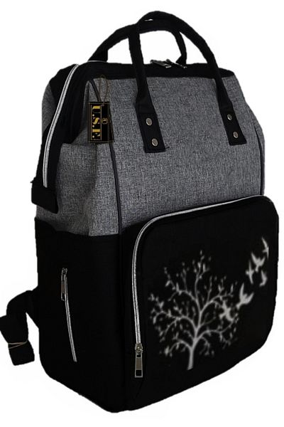 USF Baby Care Bag Luxury Mother Baby Care Backpack Bird Gray Black