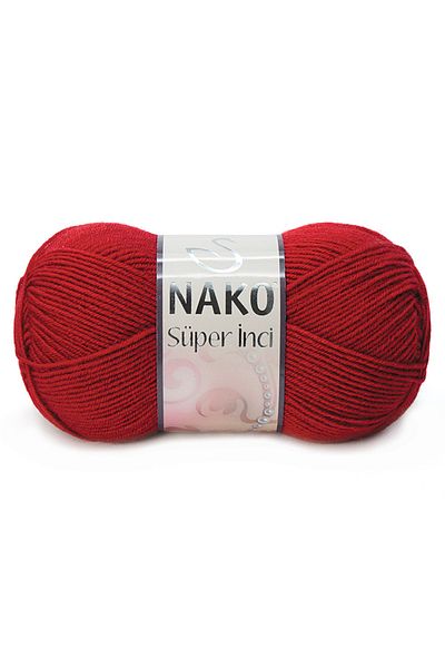 NAKO Super Pearl Wool Hand Knitting Floss Color Code: 1175 Dark Red