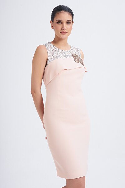 Balizza Blz- Kelebek Taş Işlemeli Desenli Tül Detaylı Abiye Elbise