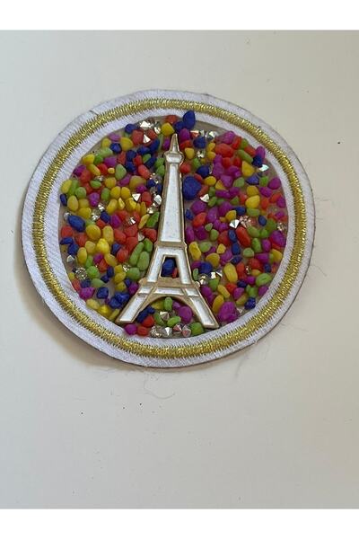Gönülden Tasarım Turnul Eiffel de 7x7 cm, piatră colorată, care se lipsește cu aplicație de fier de călcat