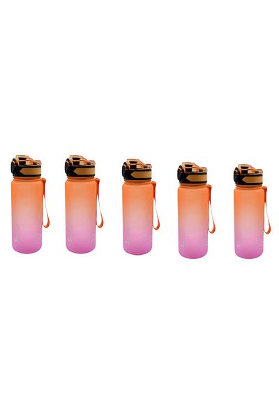 Shop-set 5 قطع * 500 مل زجاجة مياه تريتان تحفيزية مزدوجة اللون (برتقالي - وردي)