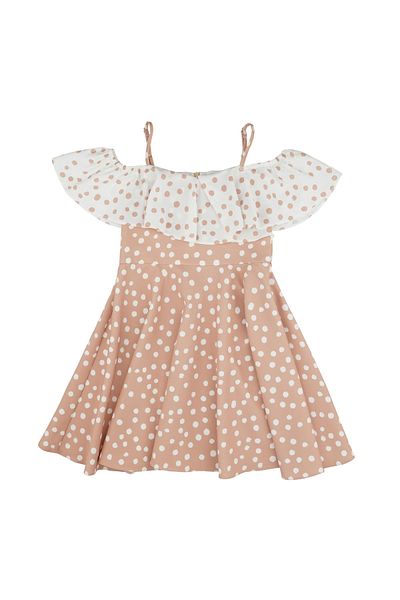 best kids Girl's Printed Polka Dot Patterned Flared Dress