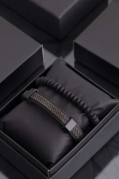 Sortie Aksesuar Bordo Hakiki Deri Ve Hematit Doğal Taş Erkek Kombin Bileklik ...