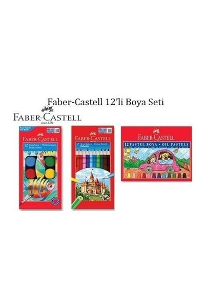 Faber Castell Faber-castell 3'lü Boyama Seti - Kuru Boya, Sulu Boya Ve Pastel...