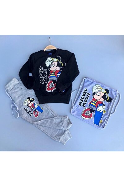 Sparrow Laurel Erkek Çocuk Siyah Sırt Çantalı Mickey Mouse Eşofman Takımı