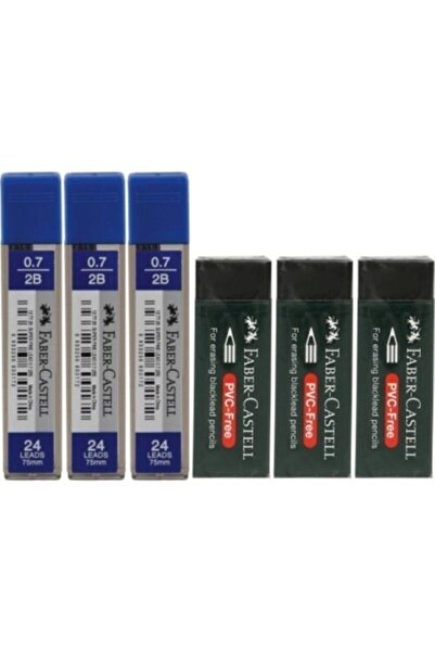 Faber Castell Faber-castell 0.7mm Uç 3'lü Paket 3 Büyük Boy Siyah Silgi