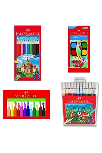 Faber Castell Faber Castel 12 Li Pastel Boya Keçeli Kalem Kuru Boya Sulu Boya...