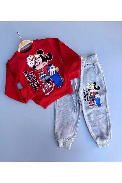 Sparrow Laurel Erkek Çocuk Kırmızı Sırt Çantalı Mickey Mouse Eşofman Takımı