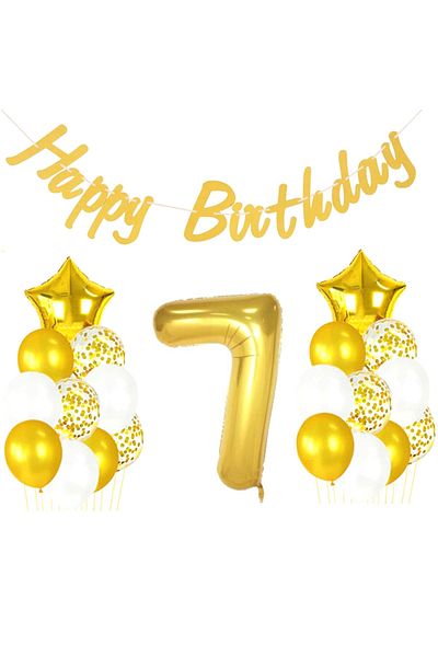 parti sürprizi 7 Years Gold Happy Birthday Set