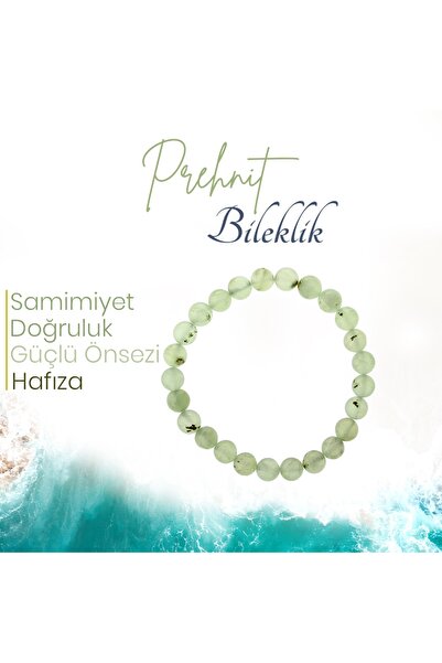 Deniz Doğal Taş سوار من الحجر الطبيعي Prehnite مقاس 8 مم - معتمد، B999