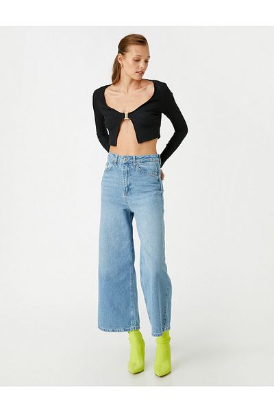 Koton Jeans Relaxed Cut High Waist Wide Short Leg - Sandra Jean