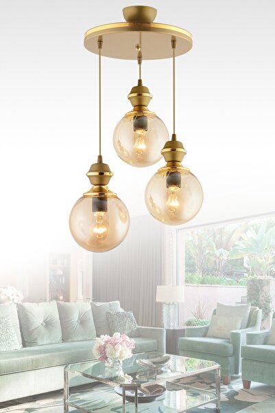 Genel Markalar Berru 3 Lü Tepsi Eskitme Gold Yaldızlı Modern Glop Camlı Aydın...