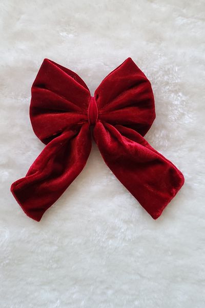 lovebox Bow Appearance Red Velvet Fabric Automatic Hair Clip 6000