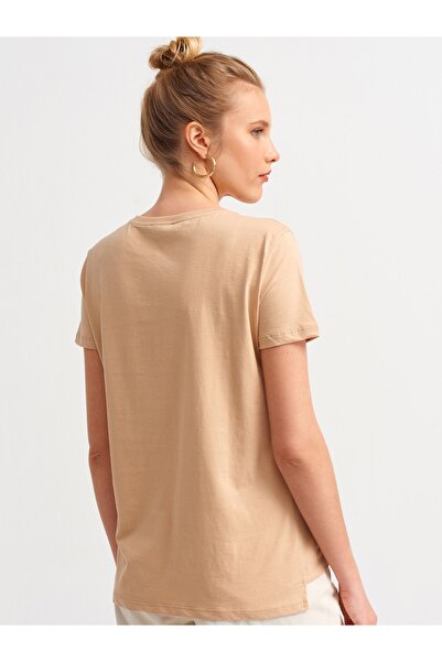 Dilvin Γυναικείο μπλουζάκι Camel V-Neck Basic 3470 101A03470