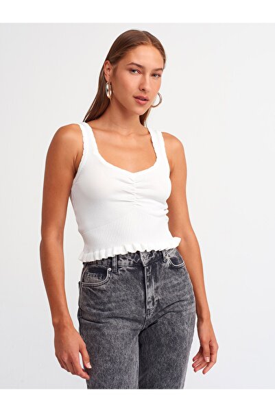 Dilvin Women's Ecru Collar Drawstring Strap Athlete 101A02650