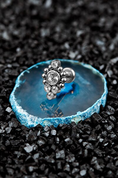 Valhalla Cerrahi Çelik Kıkırdak Tragus Zirkon Taş Piercing