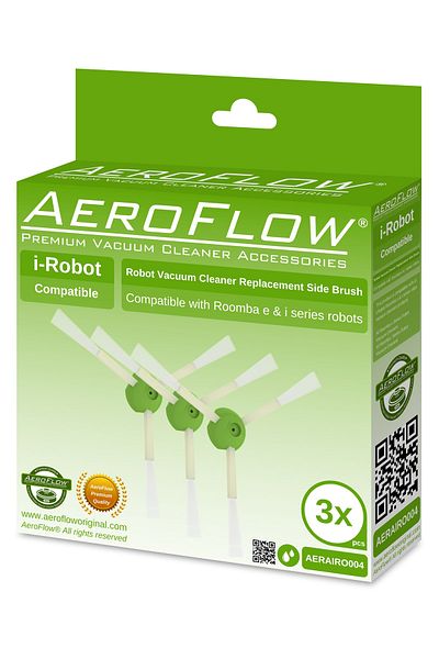 AeroFlow I-robot Roomba E/i Series - 3-piece Side Brush Pack (Warranty)