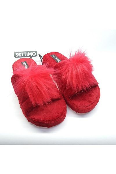 Settimo Red Plush House Slippers