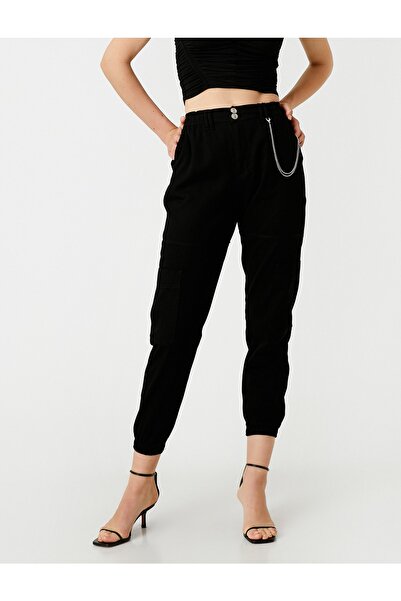 Koton Kot Pantolon Beli Lastikli Rahat Kesim Yüksek Bel -