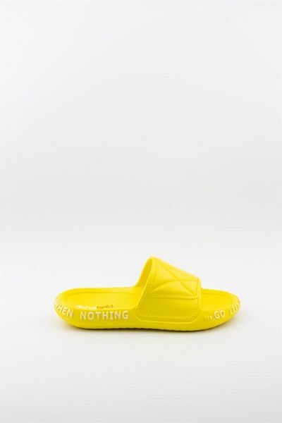 Settimo Women's Yellow Quilted Patterned Slippers